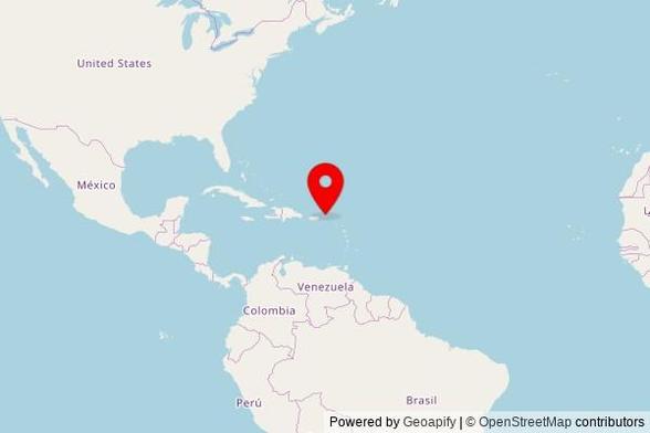 A zoomed in map showing a pin at the position of Cane Garden Bay Baptist Church Hall, Cane Garden Bay Road, Road Town, British Virgin Islands, VG1110
