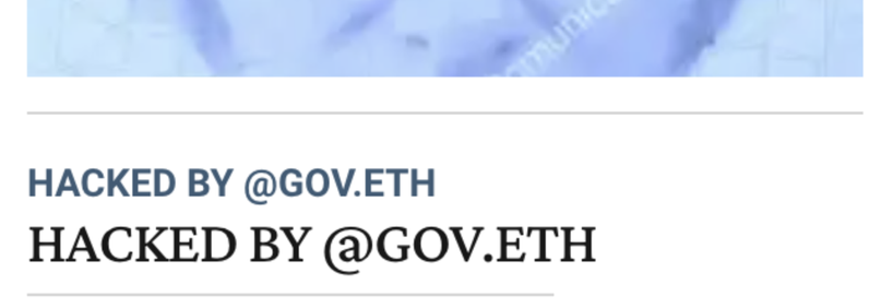 captura de una nota de Perfil donde se lee "hacked by @gov.eth"