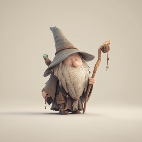 Midjourney Prompt: funny and cute cartoon figure of the friendly wizard gandalf by tolkien --no signature --profile anxa1np --v 7