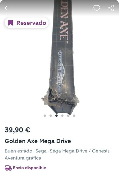 Una caja de megadrive del juego (glorioso) golden axe q o se ha mojado, o la han mordido o ambas 🤣🤣🤣