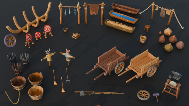 Medieval Low Poly props for free