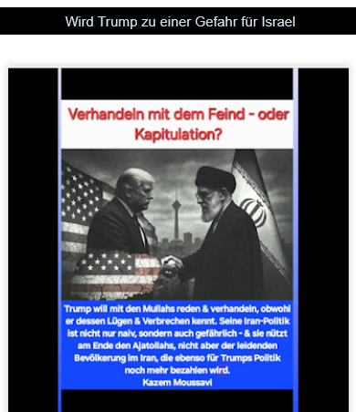  Verhandeln mit dem Feind – oder Kapitulation? der #TrumpTaliban wird wieder sichtbar.
@potus will mit den Mullahs reden & verhandeln, obwohl er dessen Lügen & Verbrechen kennt.Oder kann es sein das er im Momentum der Verhandlung die Politik der Tyrannis im Iran egal ist.  Seine Iran-Politik ist nicht nur naiv, sondern auch gefährlich - & sie nützt am Ende den Ajatollahs, nicht aber der leidenden Bevölkerung im Iran, und sie wird zur Gefahr für Israel werden - sie alle werden  für #Trumps Politik noch mehr bezahlen