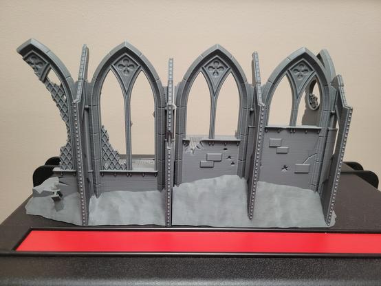 Opposite side of ruined cathedral printed in gray filament