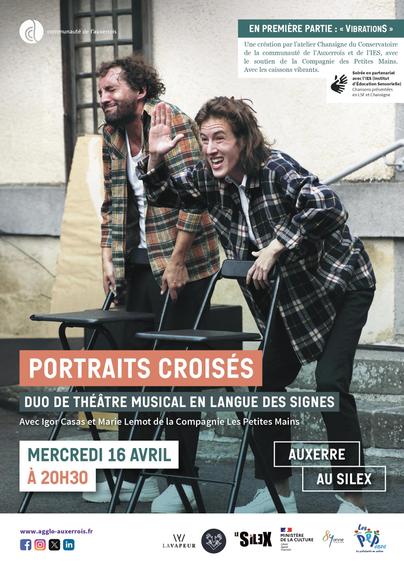 Affiche du spectacle Chansigne de la Compagnie des petites mains, un duo de théâtre musical en langue des signes, mercredi 16 avril au SILEX d'Auxerre à 20h30  (entrée libre)