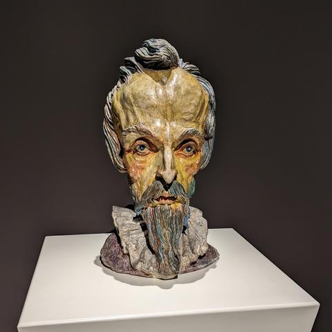 polychrome plaster cast of a man's head