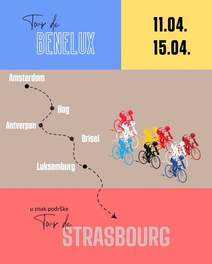 Tour de #BENELUX from #Amsterdam to #Strasbourg !

Support to student cyclists on their journey from #NoviSad  #Serbia  to Strasbourg  tourdestrasbourg.com/