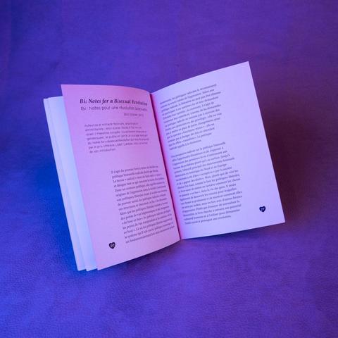 Le fanzine ouvert sur le texte : Bi: Notes for a Bisexual Revolution_ (Bi : Notes pour une révolution bisexuelle) - Shiri Eisner, 2013.