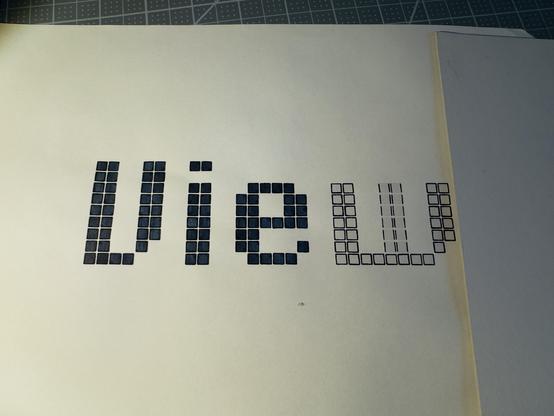 Fountain pen progress drawing of MacOS 'View' text