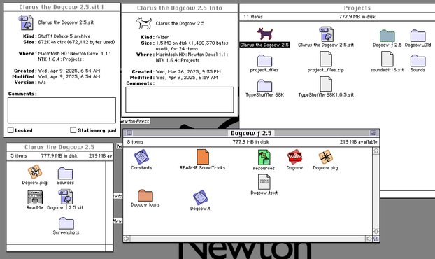 Screenshot of the "Clarus the Dogcow 2.5" package.