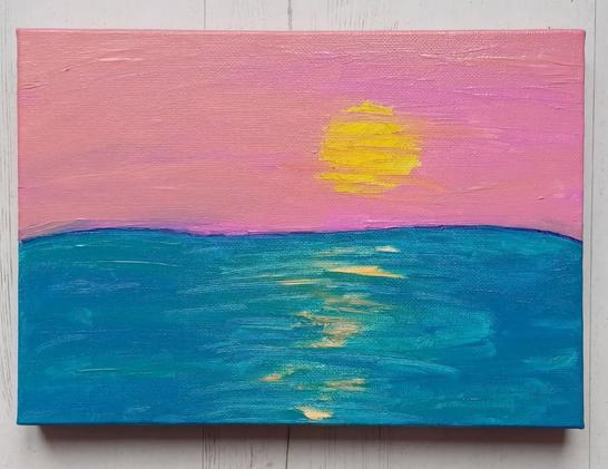Coucher de soleil sur l'océan 
Peinture à l'huile - 27x19
2024