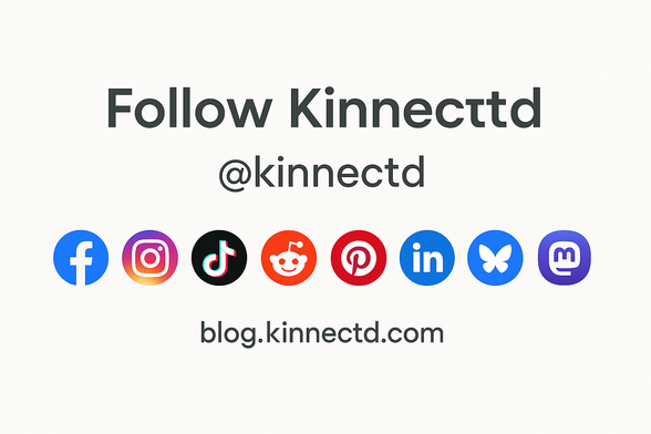 An Image containing a list of social media platforms that Kinnectd is available on