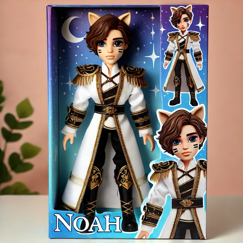 AI generated image of an FFXIV character as a doll. 