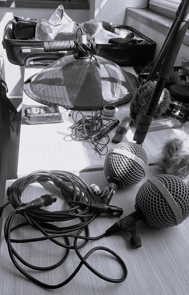 divers micros utilisés lors du stage pour enregistrer le paysage sonore et en faire une création artistique avec Stéphane Marin