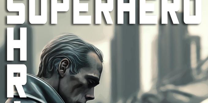 Superhero Shrink: Climate Change - a silver uniform-wearing superhero stands in the rubble