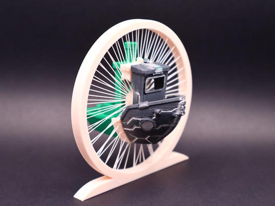 Benchy through time portal front view
