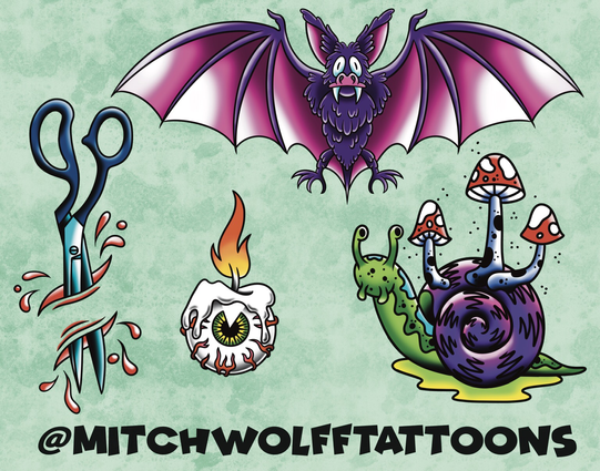 Available Tattoo designs by Mitch Wolff Tattoons