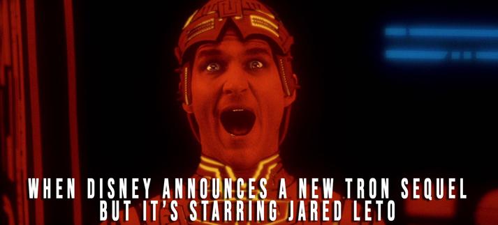 Jeff Bridges screaming in TRON meme: When Disney announces a new TRON sequel - but it's starring Jared Leto