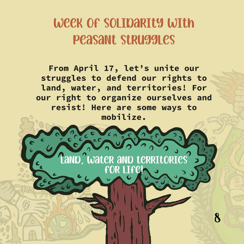 (EN) 🌾 #17April International Day of #PeasantStruggles  🌍✊🏽 Land, Water & Territories for Life! #17April2025 👉 https://viacampesina.org/en/2025/03/17-april-2025-international-day-of-peasant-struggles-call-to-action  (ES) 🌾 #17Abril Dia Internacional de las #LuchasCampesinas  🌍✊🏽 Tierra, Agua y Territorios para la Vida! #17Abril2025 👉 https://viacampesina.org/es/17-de-abril-2025-dia-internacional-de-las-luchas-campesinas-llamado-a-la-accion  (FR) 🌾 #17avril Journée Internationale des #LuttesPaysannes 🌍✊🏽 Terre, Eau et Territoires pour la Vie! #17avril2025 👉 https://viacampesina.org/fr/17-avril-2025-journee-internationale-des-luttes-paysannes-appel-a-laction  #PeasantStruggles #UNDROP #PeasantsRights  #FoodSovereignty #PeasantAgroecology
