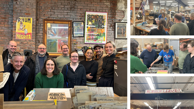 Data Stories and friends at a print making workshop in Detroit at AAG 2025.