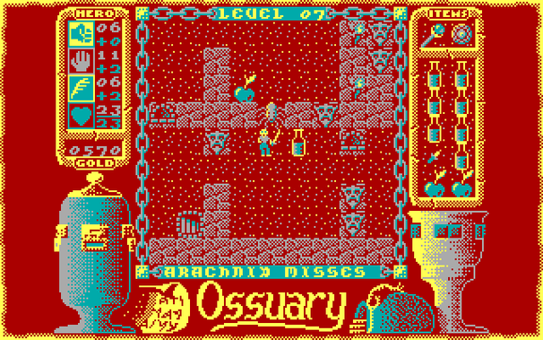 Level 8 of the ossuary, where giant spiders rule.