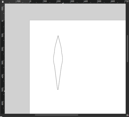 The single gore panel exported as a DXF and opened in Inkscape. 