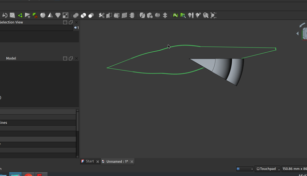 The single gore panel mesh has been unwrapped and flattened as a drawn projection. 
