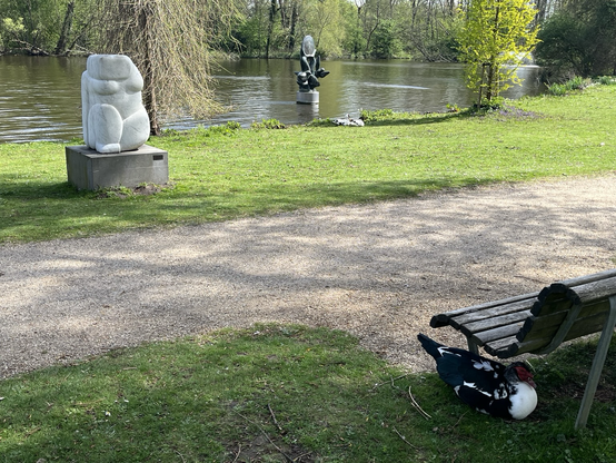 Birds and sculptures at home in Amstelpark
