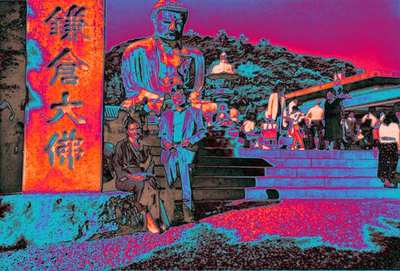 Great Buddha of Kamakura Tourist Attraction - Fancy Color Solarization