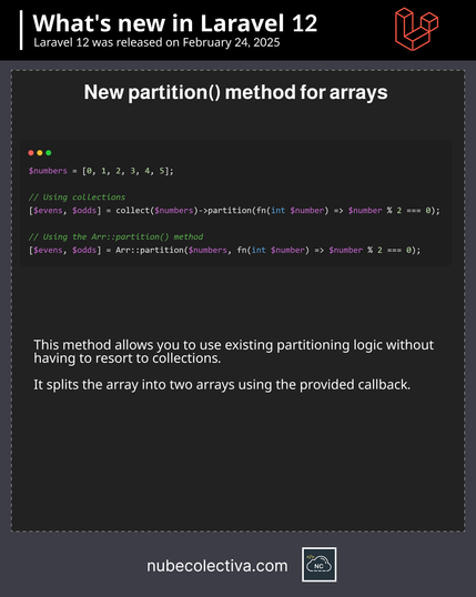 partition() Method for Arrays in Laravel 12 !