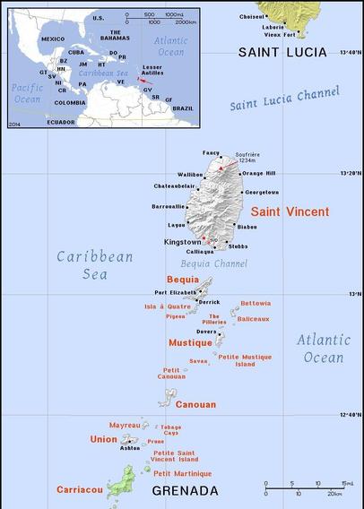 A map showing the location of Saint Vincent and The Grenadines
Credit https://ian.macky.net/pat/