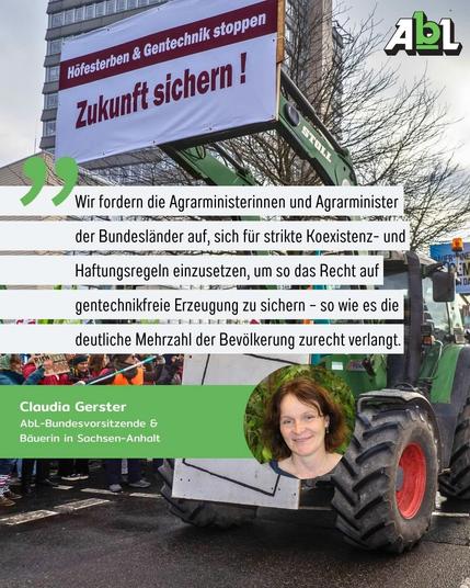 In einem Brief rufen wir die Agrarminister:innen zur Sicherung der gentechnikfreien Lebensmittelerzeugung auf: https://www.abl-ev.de/fileadmin/user_upload/Briefe_AMK/AbL-Brief_an_die_AMK_Gentechnikfreiheit_sichern_25.03.2025.pdf

Wir brauchen klare Signale der politischen Entscheidungsträger: innen für die Sicherung einer gentechnikfreien #Landwirtschaft und die Weiterentwicklung der Gemeinsamen Agrarpolitik (#GAP) der Europäischen Union, wie auch Landwirtin Claudia Gerster betont 💪

#AMK #Agrarministerkonferenz #Agrarminister #Agrarpolitik #Gentechnik #Gentechnikfreiheit #JederHofzählt