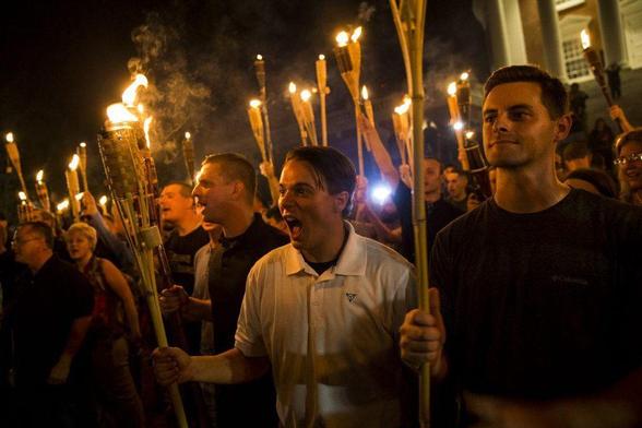 Charlottesville Nazi's marching in support of Trump in the first weeks of his first term.