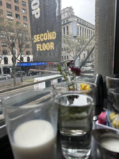 View from second floor window overlooking Broadway and 74 St. New York City. 