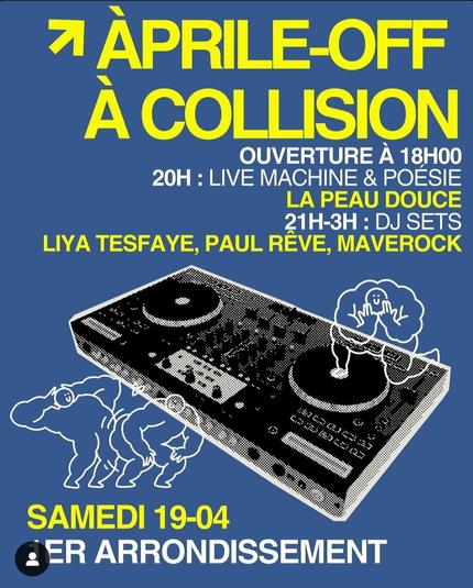 Visuel du off du aprile festival montrant des platines de dj et des petites silhouettes qui s'amusent.