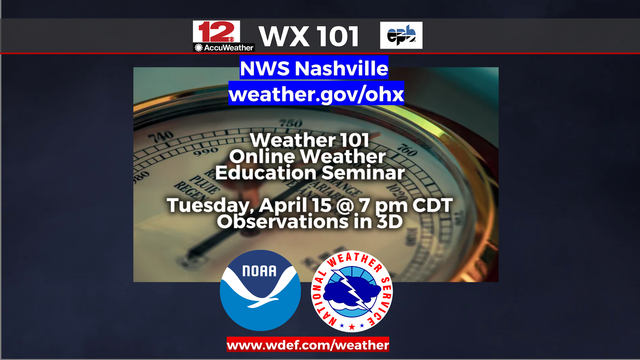 Thanks to @NWSNashville for presenting their free and open to the public #weathereducation #Weather101 program, one more good example of #WhatNOAADoes to help the community stay informed. 

Tune in tonight at 7 PM CDT to learn about weather observations in 3D. 

https://www.weather.gov/ohx/weather101