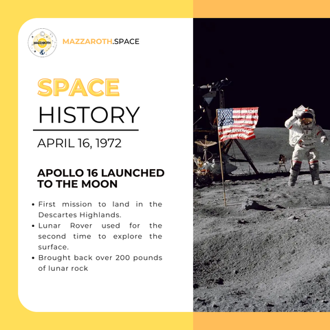 On April 16, 1972, Apollo 16 launched to the Moon