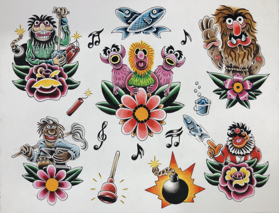 Hand Painted Muppets themed flash sheet