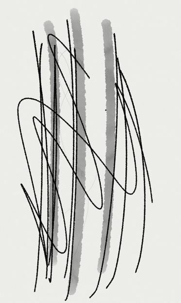 Abstract watercolor, pencil, and charcoal drawing