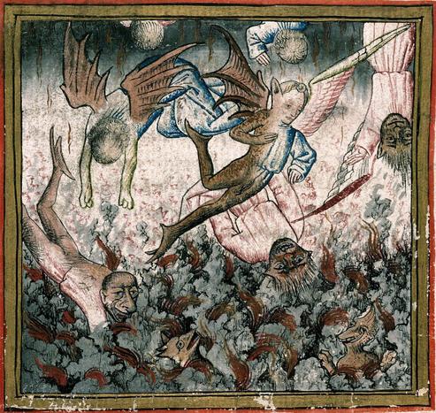 Fallen angels. Georges Chastellain, Miroir de Mort, France 1470. Carpentras, Bibliothèque municipale, ms. 410, fol. 9bis.
#medieval #MedievalArt