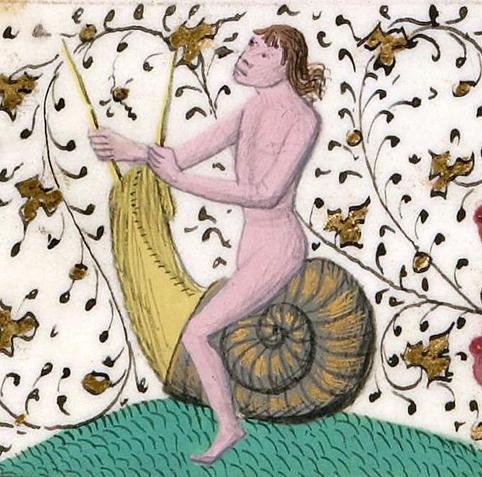 Ride the snail. Pierre Michault, La Dance aux aveigles, France 1466. BnF, Français 1654, 59v.
#medieval #MedievalArt