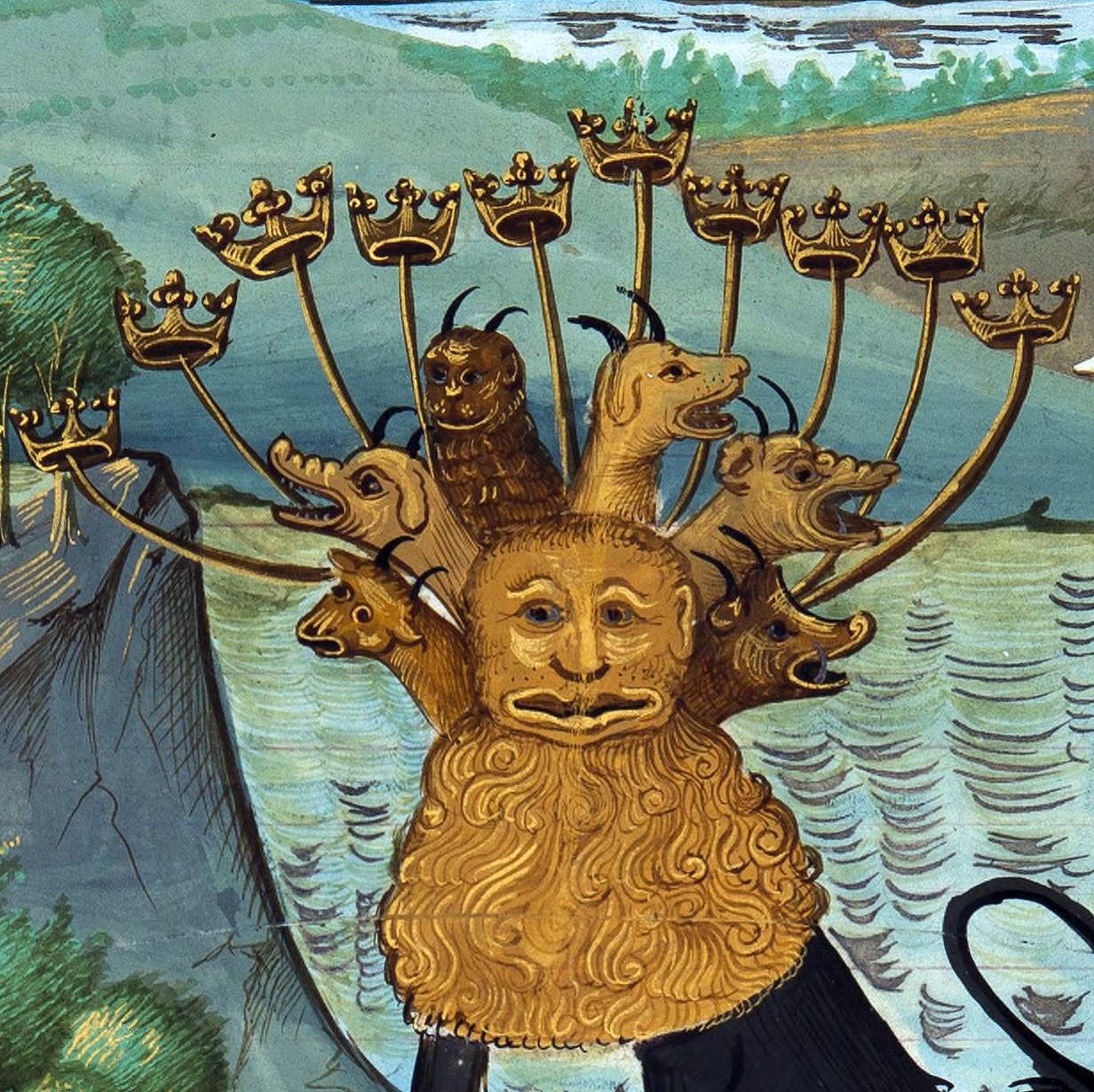 Orange Beast of the #Apocalypse. Somme le Roi, Britanny 1464. BnF, Français 958, fol. 6v. #medieval #MedievalArt
