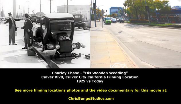 Filming location then and now movie location from the Charley Chase 1925 comedy film His Wooden Wedding.