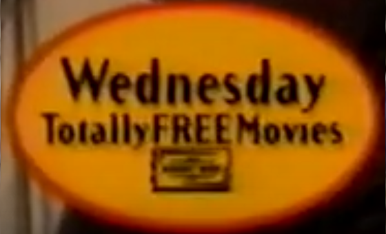 Comedy Central's graphic "Wednesday Totally FREE Movies" from their 1994 promo.