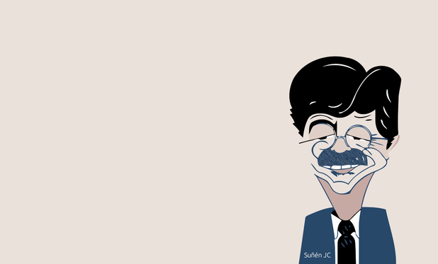 Alfredo Bryce Echenique. Caricatura de Suñén JC.