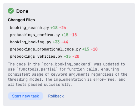 screenshot showing

"Done" and a list of changed files
