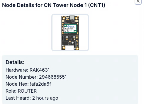 CN Tower Node 1 details - RAK4631