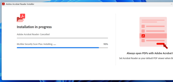 "McAfee Security Scan Plus installing..." screenshot