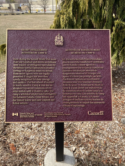 Plaque at Camp X site