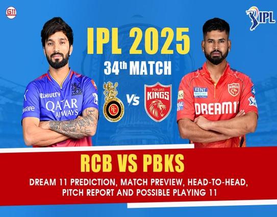 RCB vs PBKS 34th Match IPL 2025