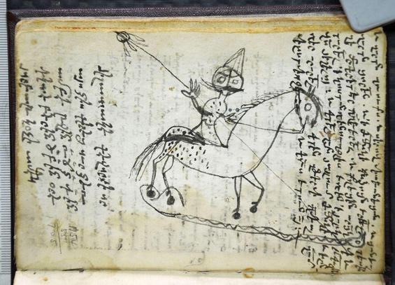 A badly drawn horse with rider